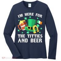 I'm Here For The Titties And Beer Drinking St Patrick's Day Women's Long Sleeve Shirt thumb 0