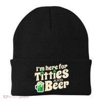 I'm Here For Titties And Beer Lover Funny St.Patrick's Day Drunk Beanie thumb 0