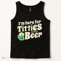 I'm Here For Titties And Beer Lover Funny St.Patrick's Day Drunk Tank Top thumb 2