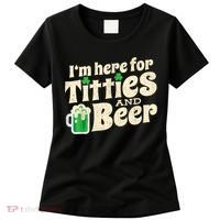 I'm Here For Titties And Beer Lover Funny St.Patrick's Day Drunk Women's T-Shirt thumb 0