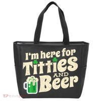 I'm Here For Titties And Beer Lover Funny St.Patrick's Day Drunk Tote Bag thumb 0