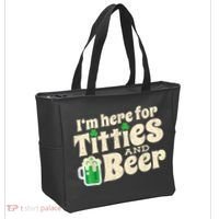 I'm Here For Titties And Beer Lover Funny St.Patrick's Day Drunk Tote Bag thumb 2