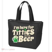 I'm Here For Titties And Beer Lover Funny St.Patrick's Day Drunk Tote Bag thumb 3