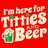 I'm Here For Titties And Beer Lover Funny St.Patrick's Day Drunk Santa Hat thumb 1