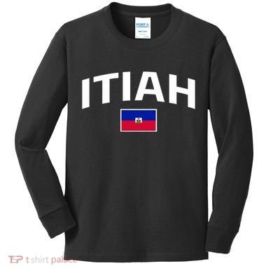Itiah Haiti Flag Kids Long Sleeve Shirt