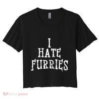I Hate Furries Furry Fandom Women's Crop Top Tee thumb 0