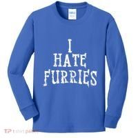 I Hate Furries Furry Fandom Kids Long Sleeve Shirt thumb 0