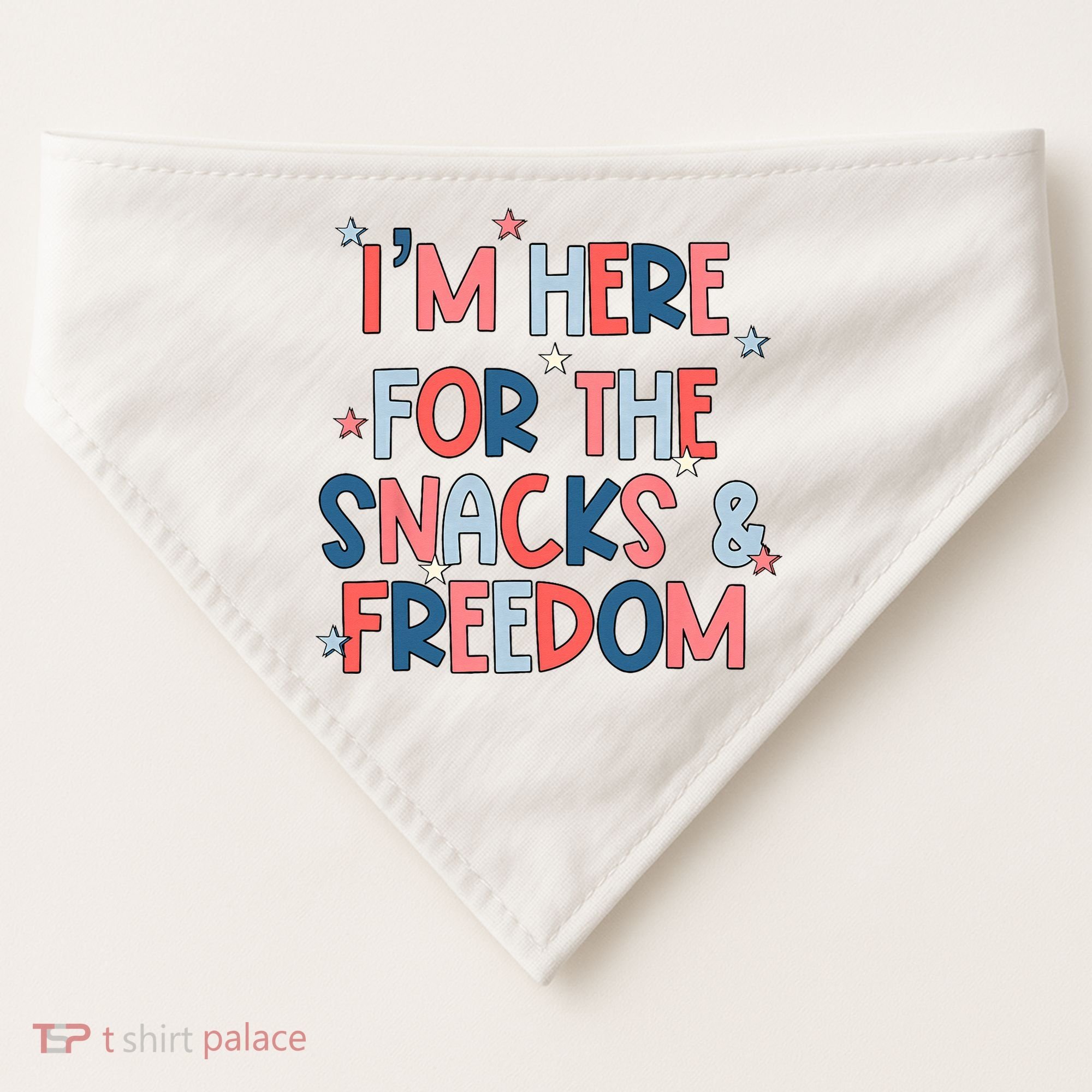 I'm Here For The Snacks And Freedom 4th of July USA-Made Doggie Bandana