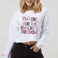 I'm Here For The Snacks And Freedom 4th of July Cropped Pullover Crew thumb 2