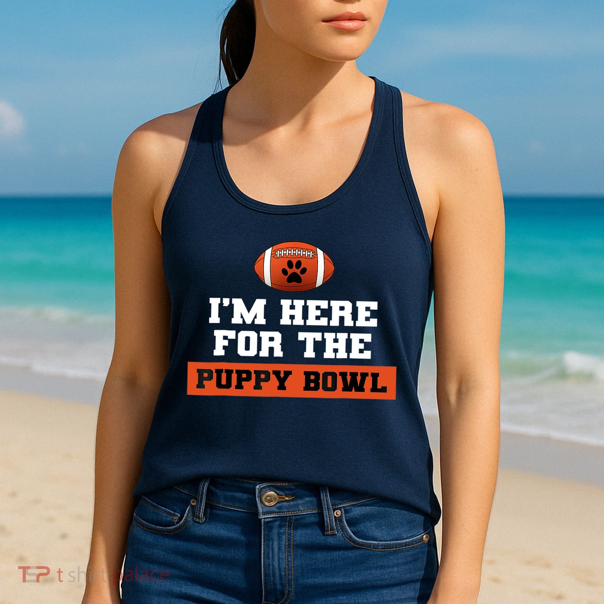 I'm Here For The Puppy Bowl Funny Dog Women's Tank Top