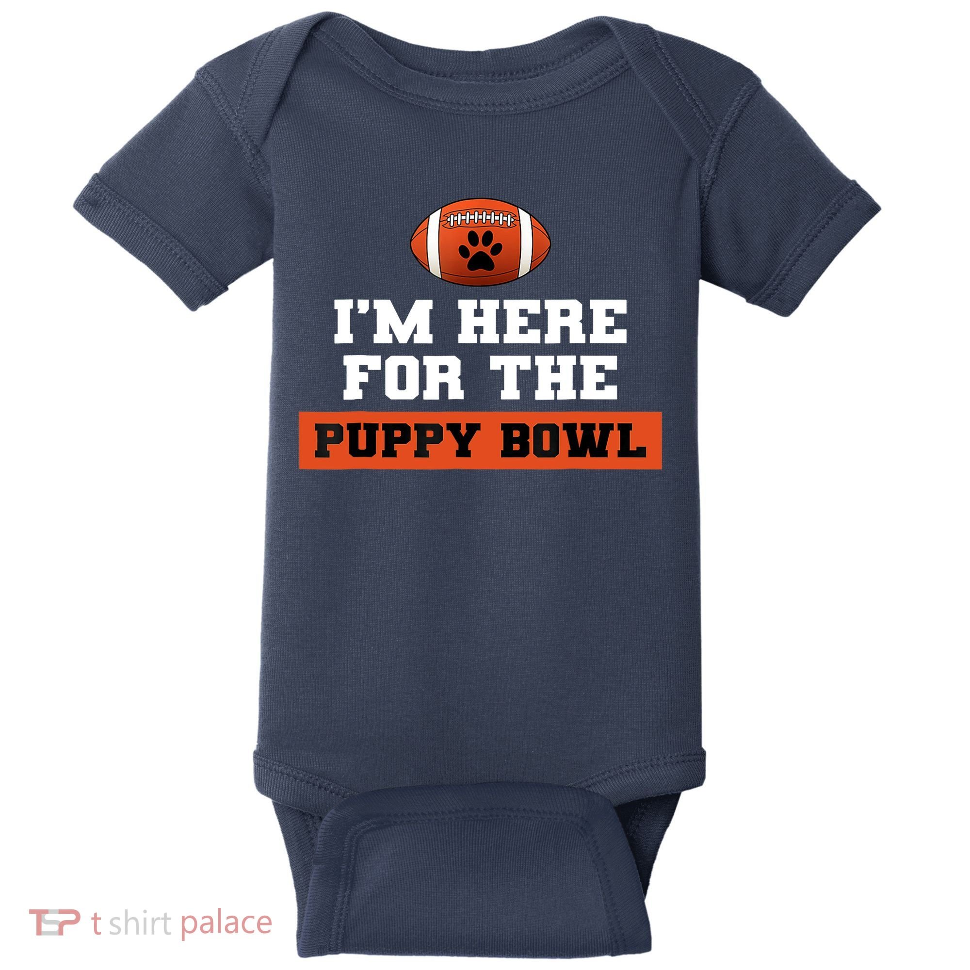 I'm Here For The Puppy Bowl Funny Dog Baby Bodysuit