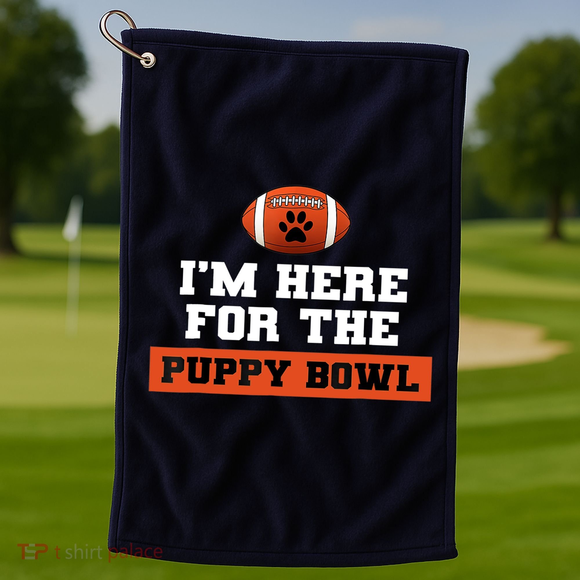 I'm Here For The Puppy Bowl Funny Dog Golf Towel