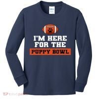 I'm Here For The Puppy Bowl Funny Dog Kids Long Sleeve Shirt thumb 0