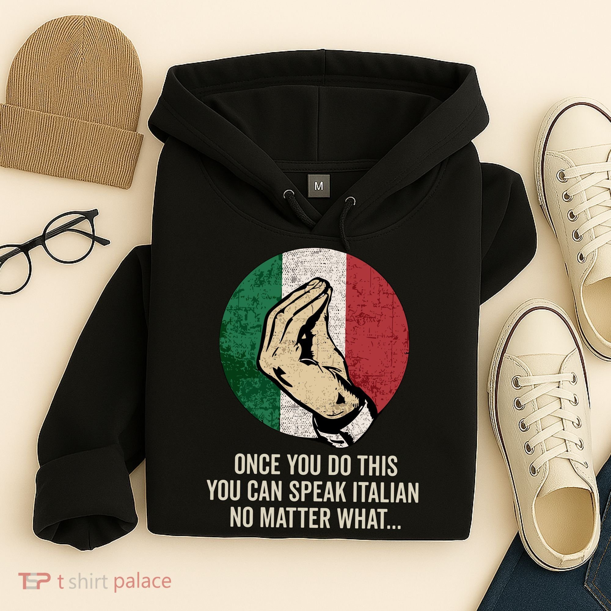 Italian Hand Gesture Italian Flag Hoodie