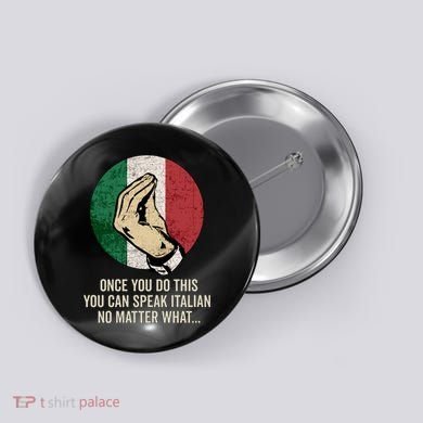 Italian Hand Gesture Italian Flag Button
