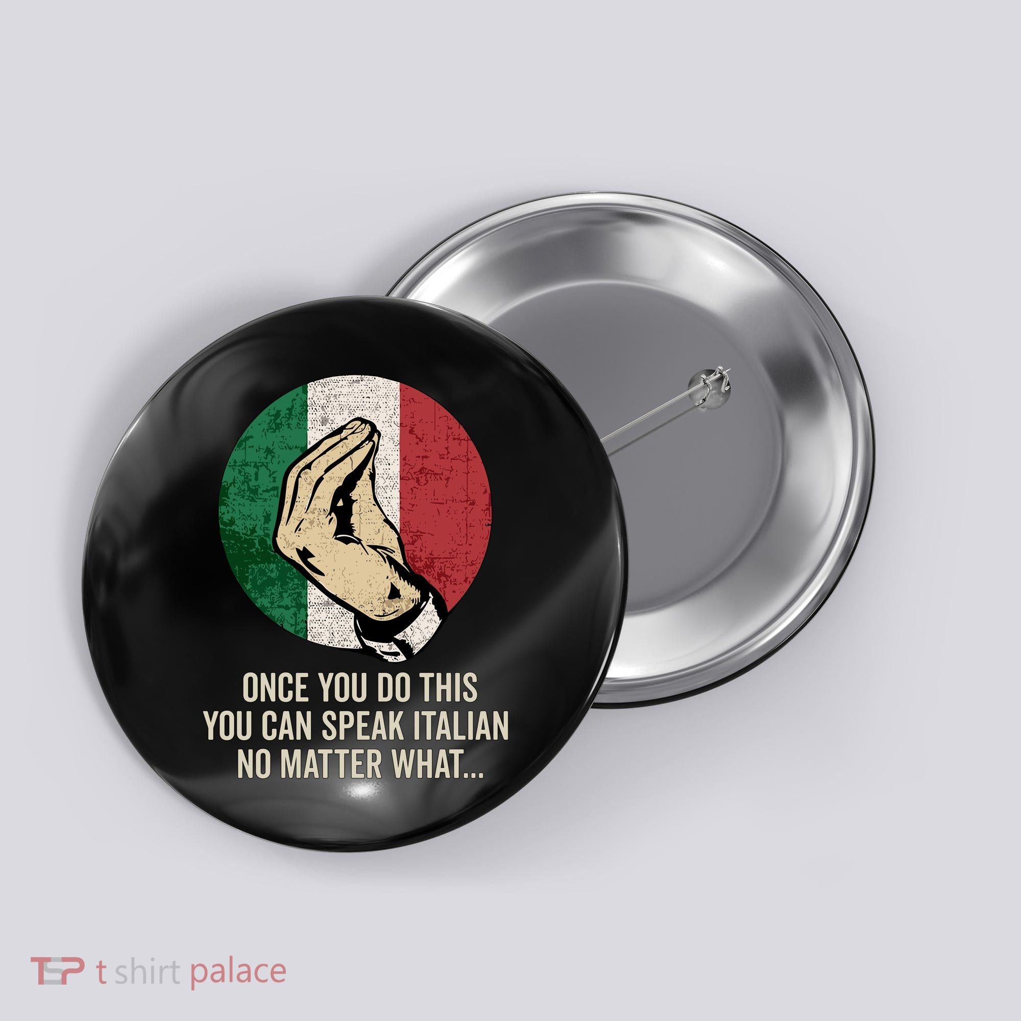 Italian Hand Gesture Italian Flag Button