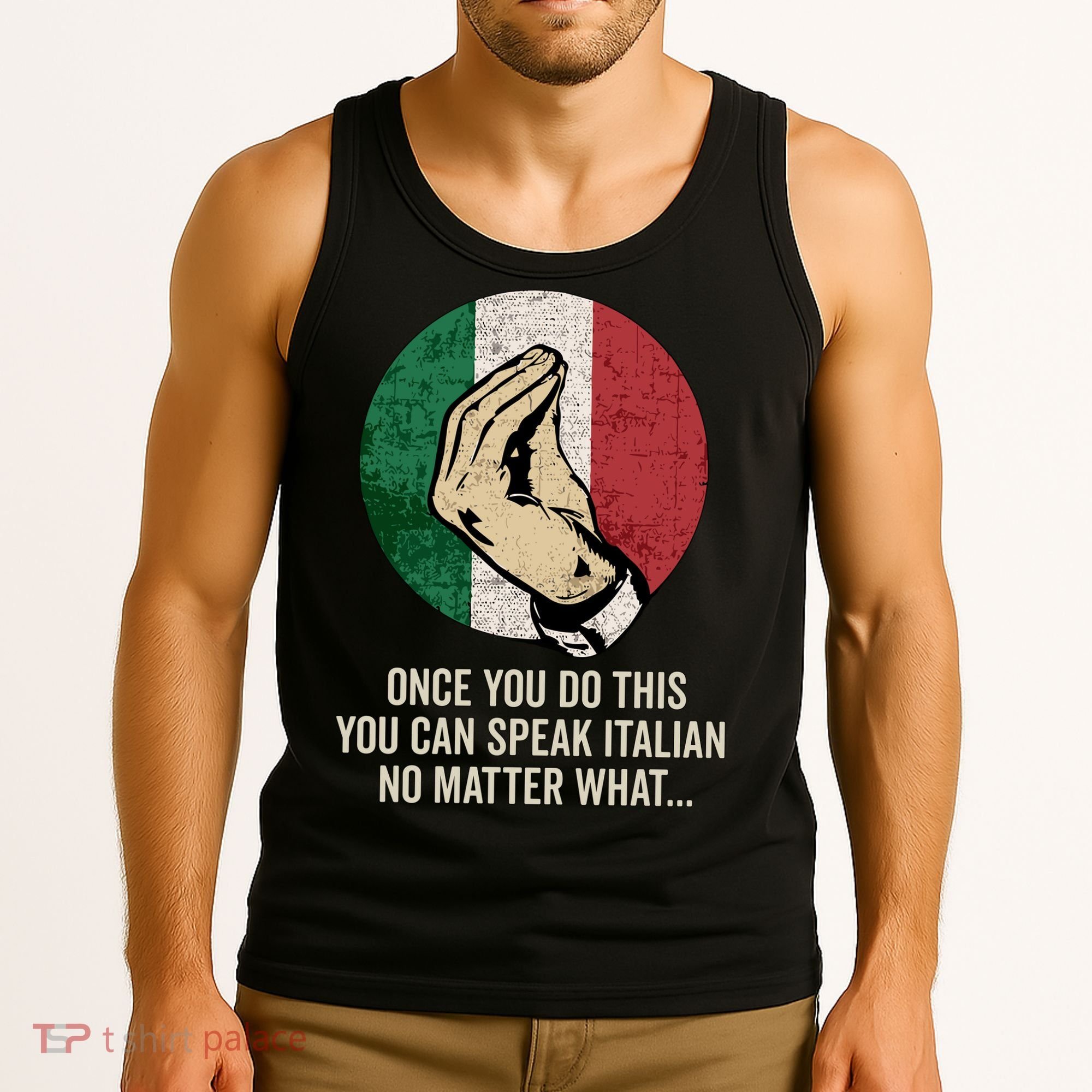 Italian Hand Gesture Italian Flag Tank Top