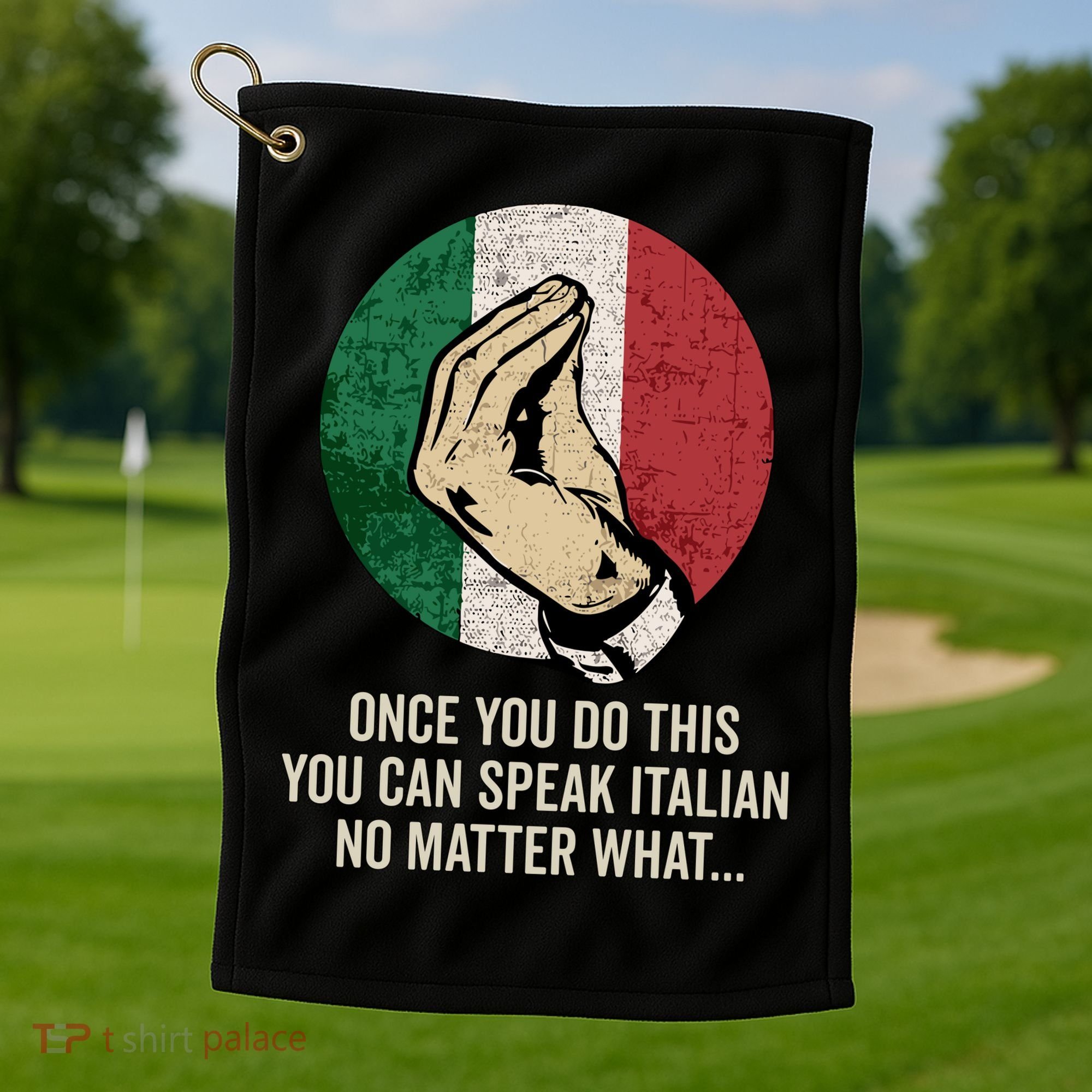 Italian Hand Gesture Italian Flag Golf Towel