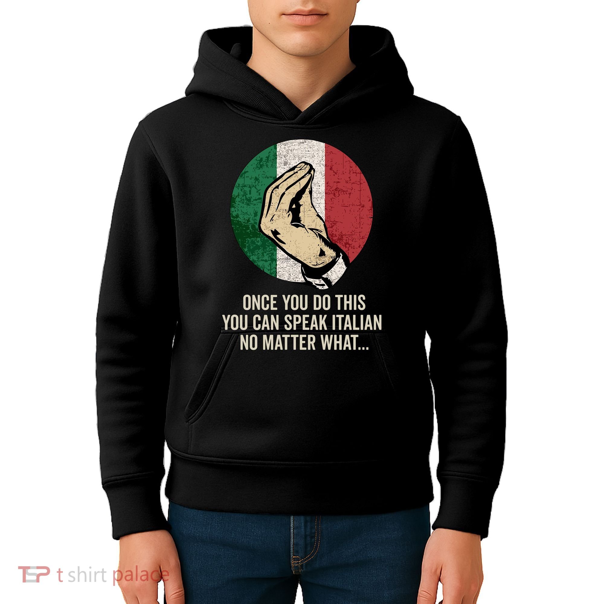 Italian Hand Gesture Italian Flag Kids Hoodie