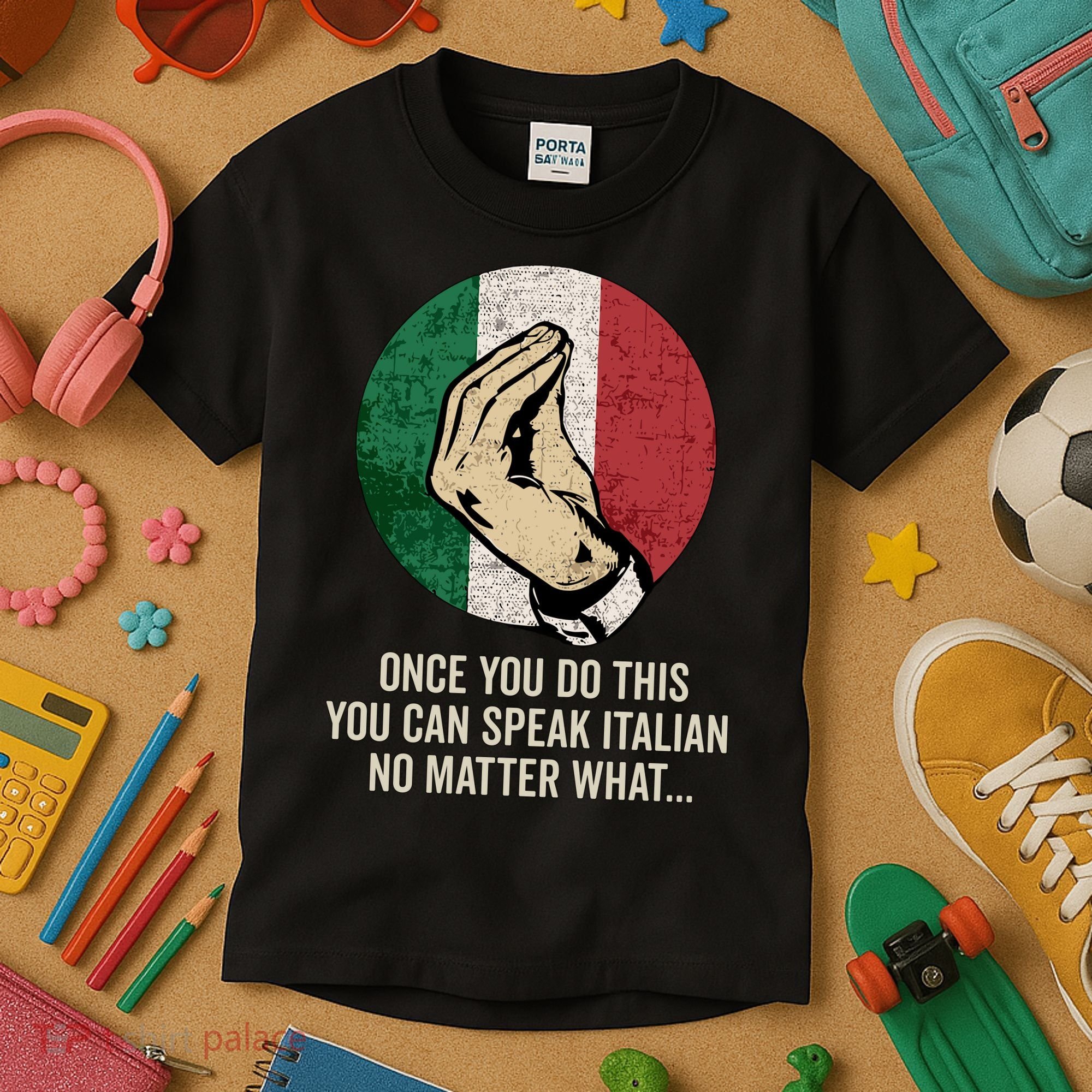 Italian Hand Gesture Italian Flag Kids T-Shirt