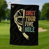 Ice Hockey Goalie Shut Your Five Hole Golf Towel thumb 1