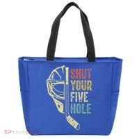 Ice Hockey Goalie Shut Your Five Hole Tote Bag thumb 0