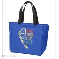 Ice Hockey Goalie Shut Your Five Hole Tote Bag thumb 3