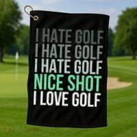I Hate Golf Nice Shot I Love Golf Golfer Golfing Lover Golf Towel thumb 1