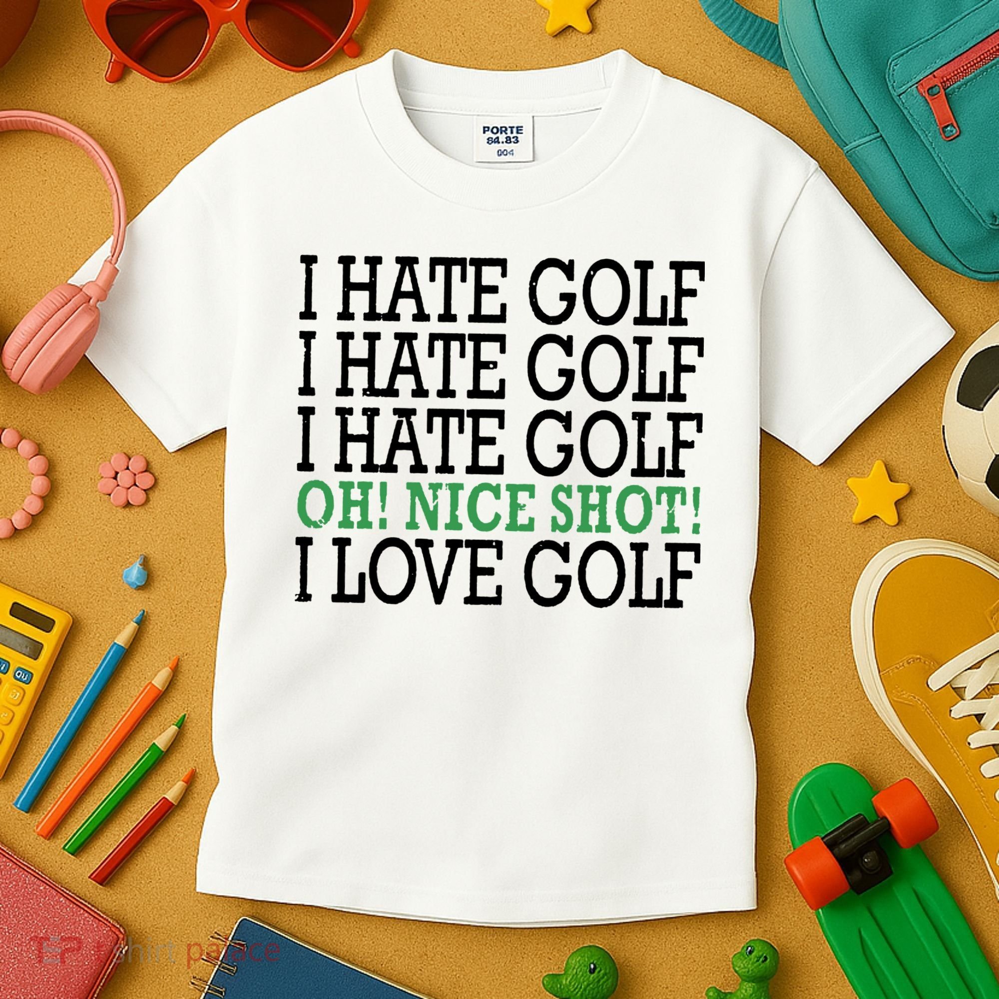 I Hate Golf Oh Nice Shot I Love Golf Humor Kids T-Shirt