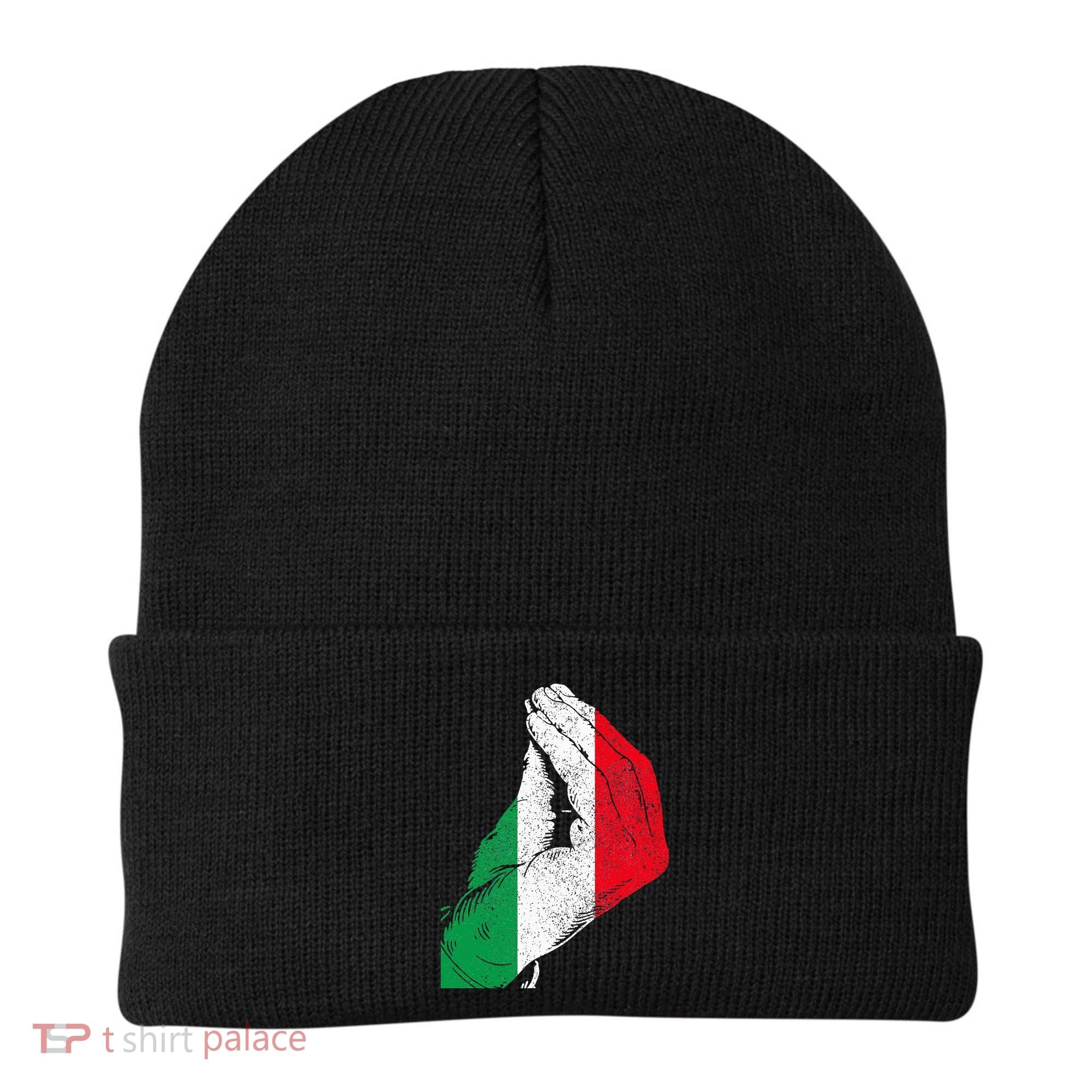 Italy Hand Gesture Italia Italian Flag Pride Funny Beanie
