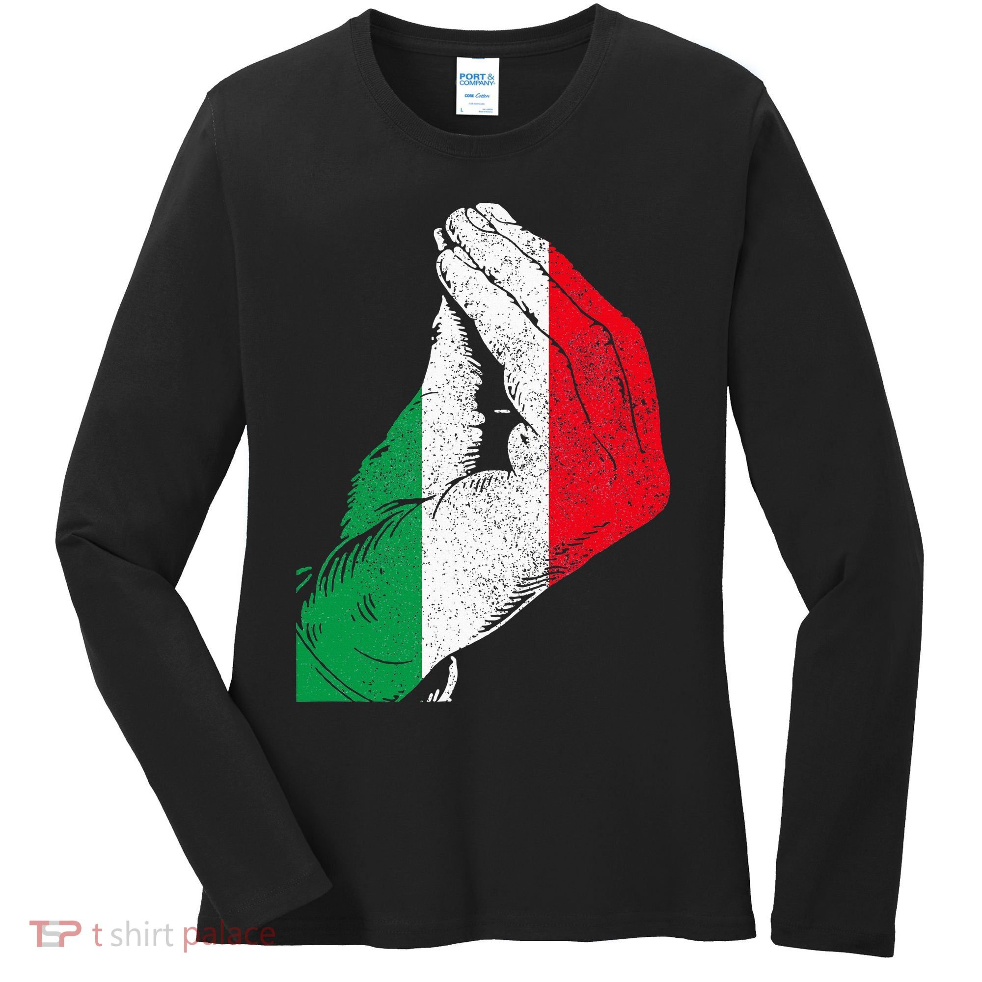 Italy Hand Gesture Italia Italian Flag Pride Funny Women's Long Sleeve Shirt