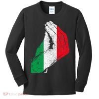 Italy Hand Gesture Italia Italian Flag Pride Funny Kids Long Sleeve Shirt thumb 0