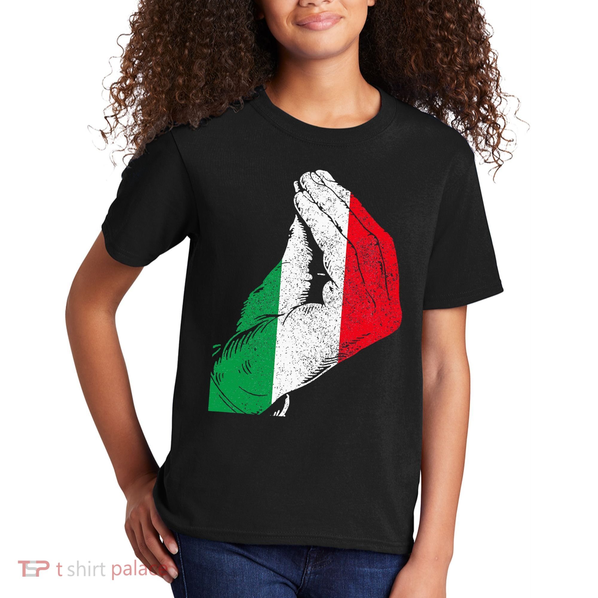 Italy Hand Gesture Italia Italian Flag Pride Funny Kids T-Shirt