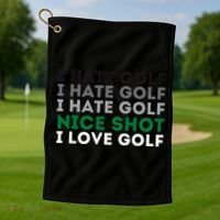 I Hate Golf Nice Shot I Love Golf Golfing Lover & Golf Golf Towel thumb 1