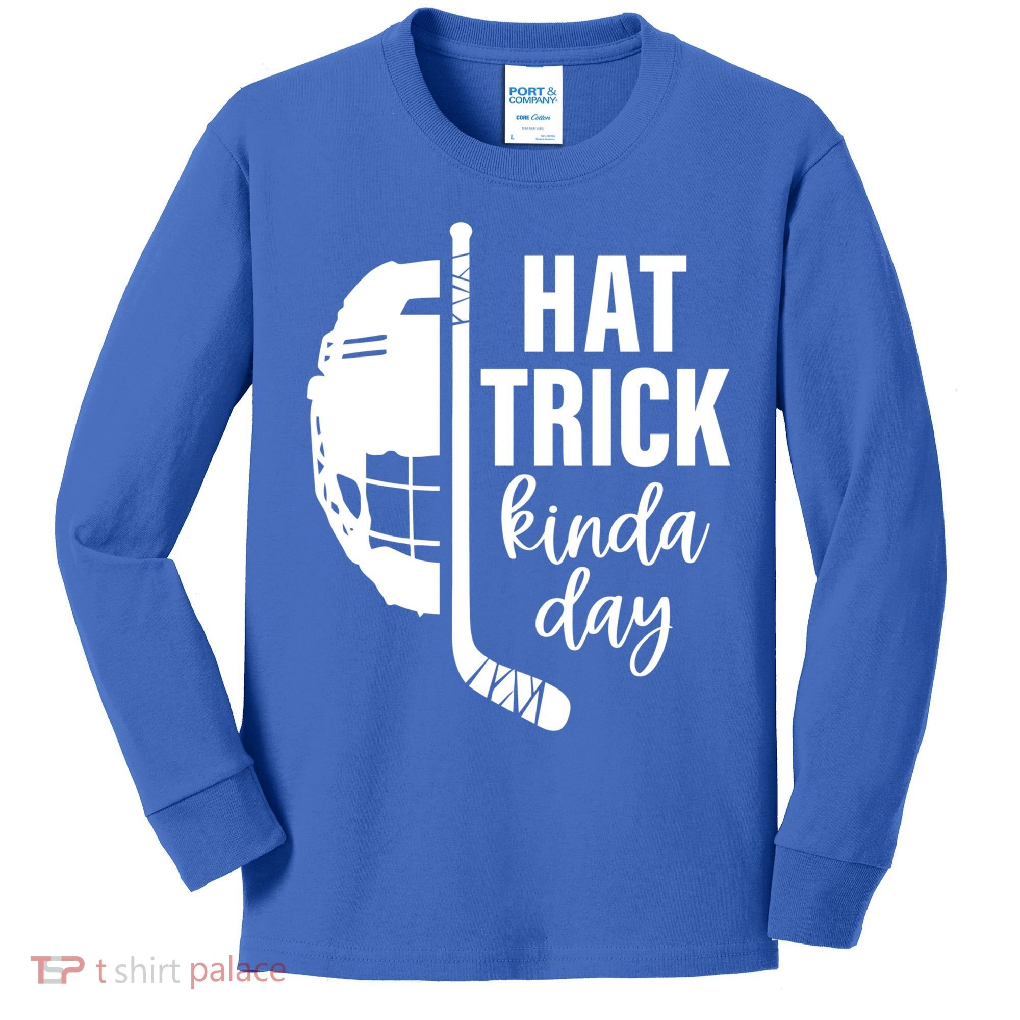 Ice Hockey Hat Trick Kinda Day Christmas Ice Hockey Player Gift Kids Long Sleeve Shirt