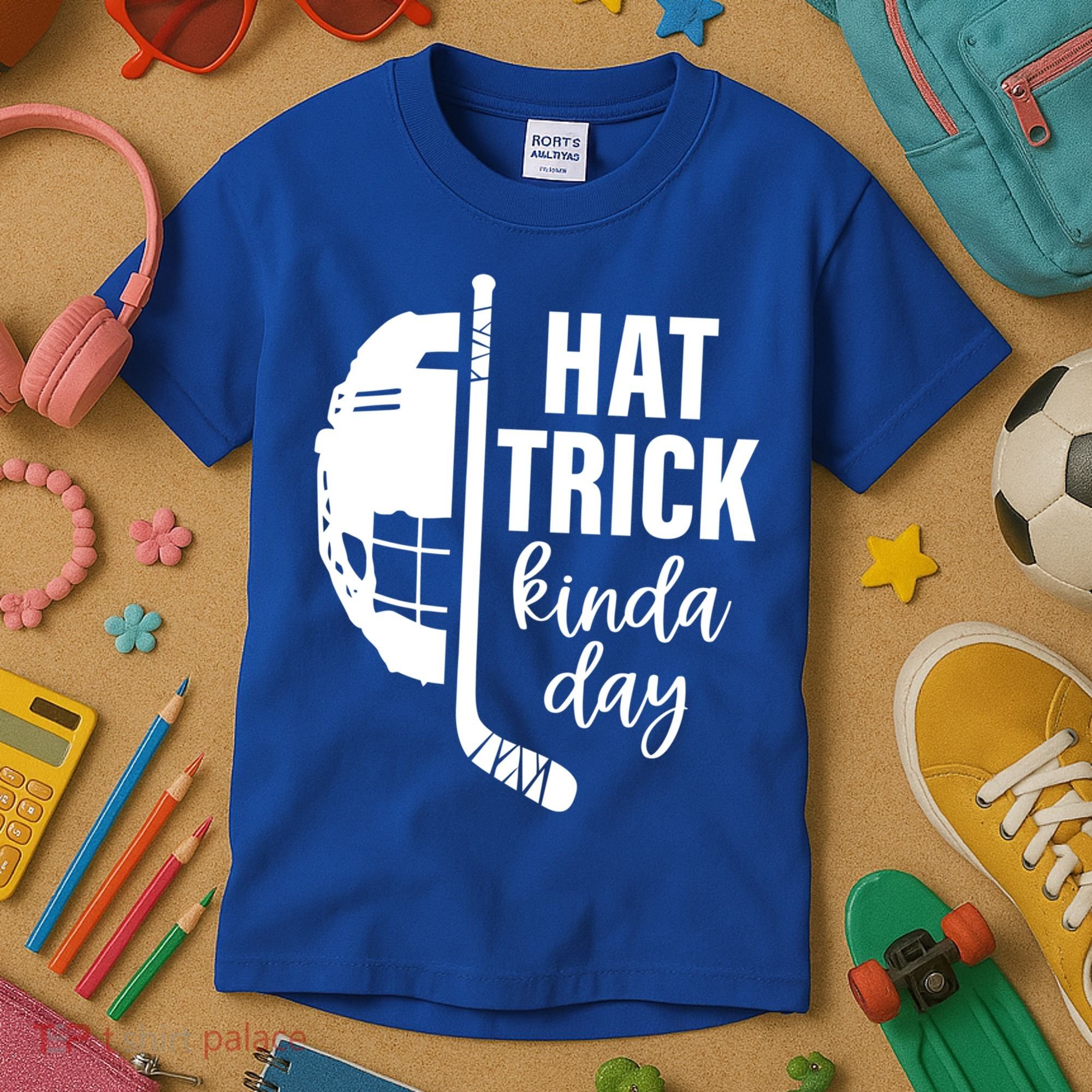 Ice Hockey Hat Trick Kinda Day Christmas Ice Hockey Player Gift Kids T-Shirt