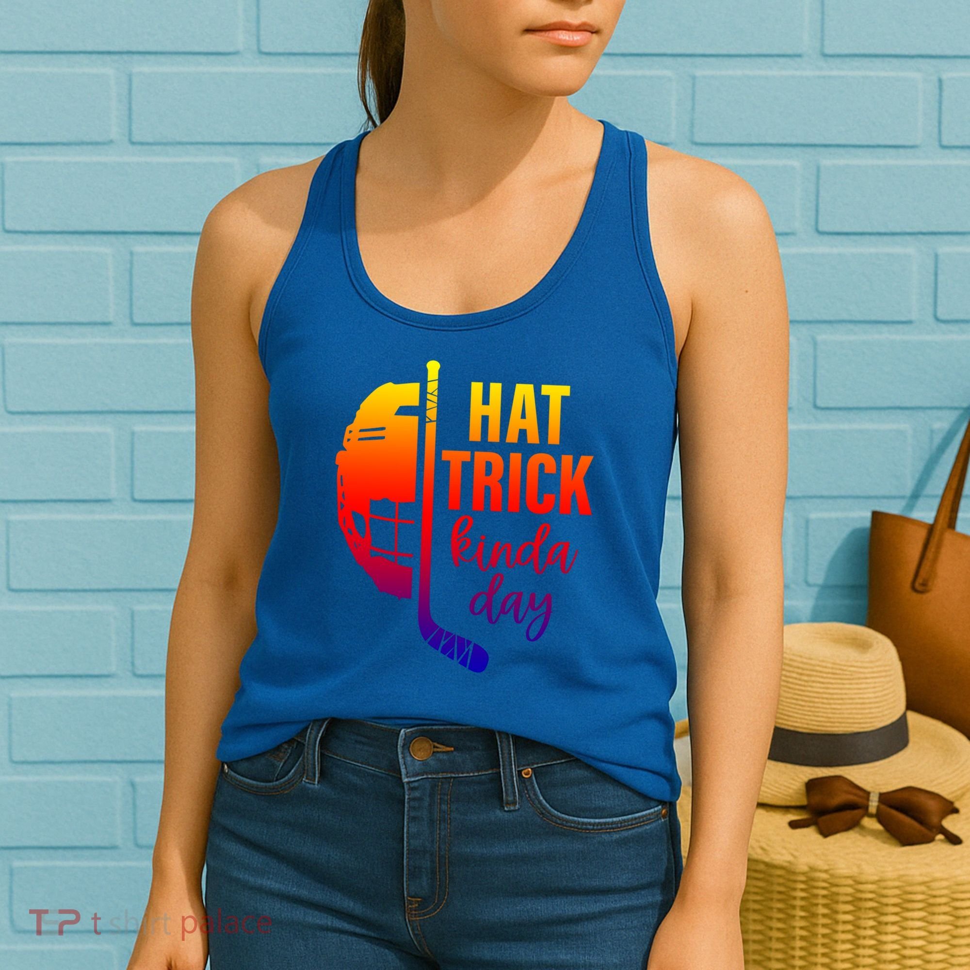 Ice Hockey Hat Trick Kinda Day Christmas Ice Hockey Player Gift Women's Tank Top