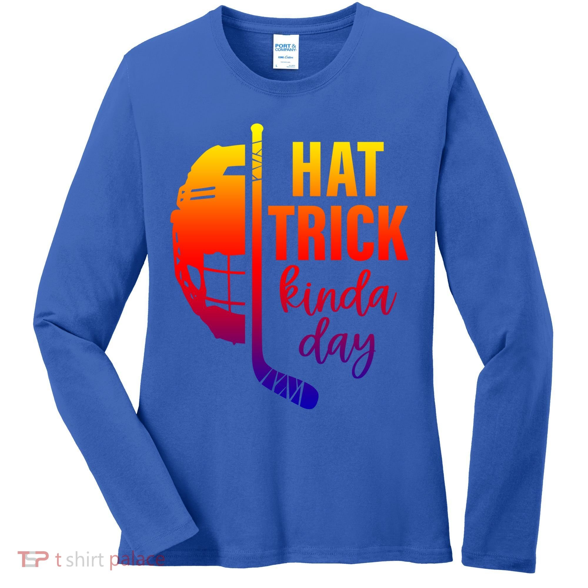 Ice Hockey Hat Trick Kinda Day Christmas Ice Hockey Player Gift Women's Long Sleeve Shirt