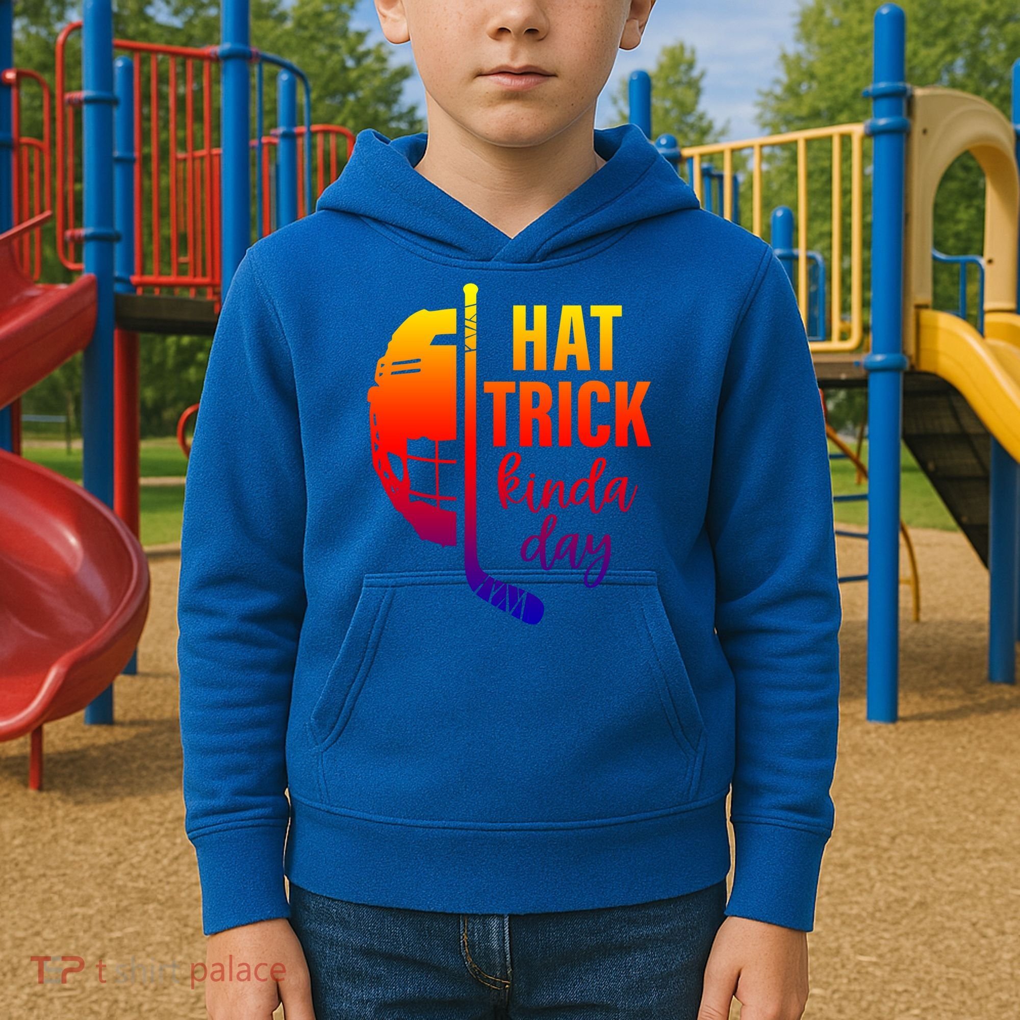 Ice Hockey Hat Trick Kinda Day Christmas Ice Hockey Player Gift Kids Hoodie