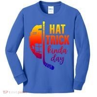 Ice Hockey Hat Trick Kinda Day Christmas Ice Hockey Player Gift Kids Long Sleeve Shirt thumb 0