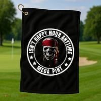 Isn't Happy Hour Anytime Mega Pint Pirate Golf Towel thumb 1