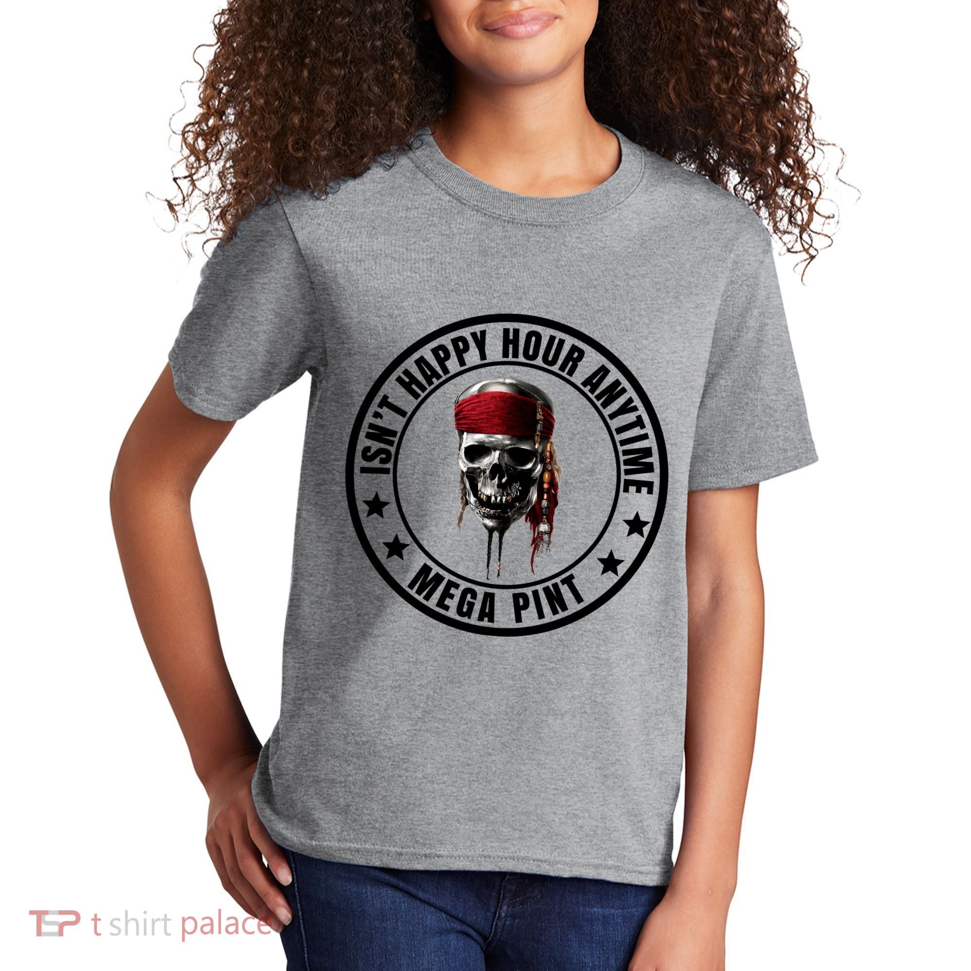 Isn't Happy Hour Anytime Mega Pint Pirate Kids T-Shirt