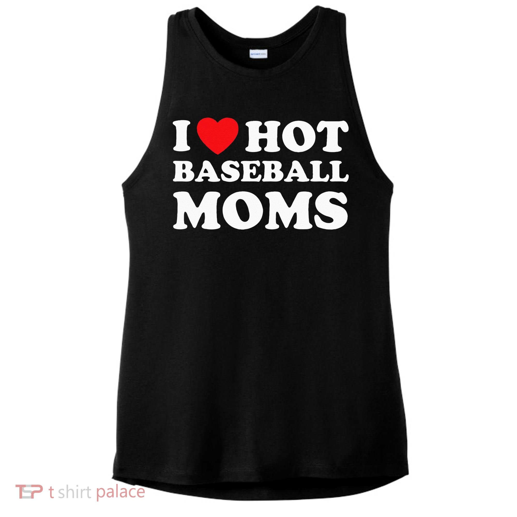 I Heart Hot Moms Baseball Mom Ladies PosiCharge Tri-Blend Wicking Tank