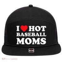 I Heart Hot Moms Baseball Mom 7 Panel Mesh Trucker Snapback Hat thumb 0