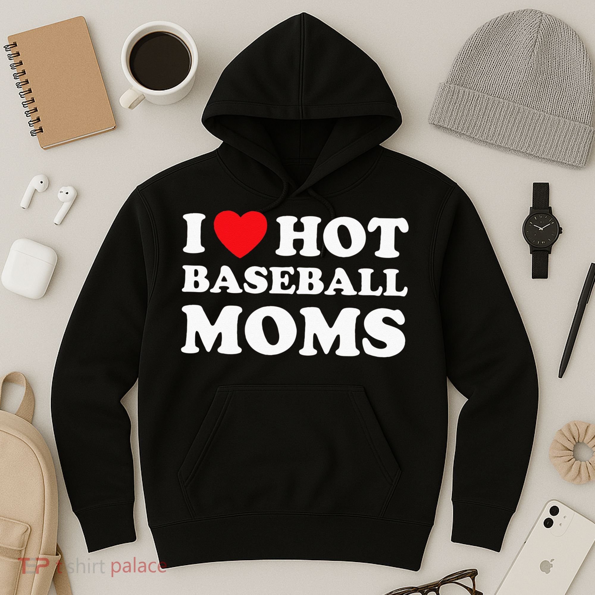 I Heart Hot Moms Baseball Mom Hoodie