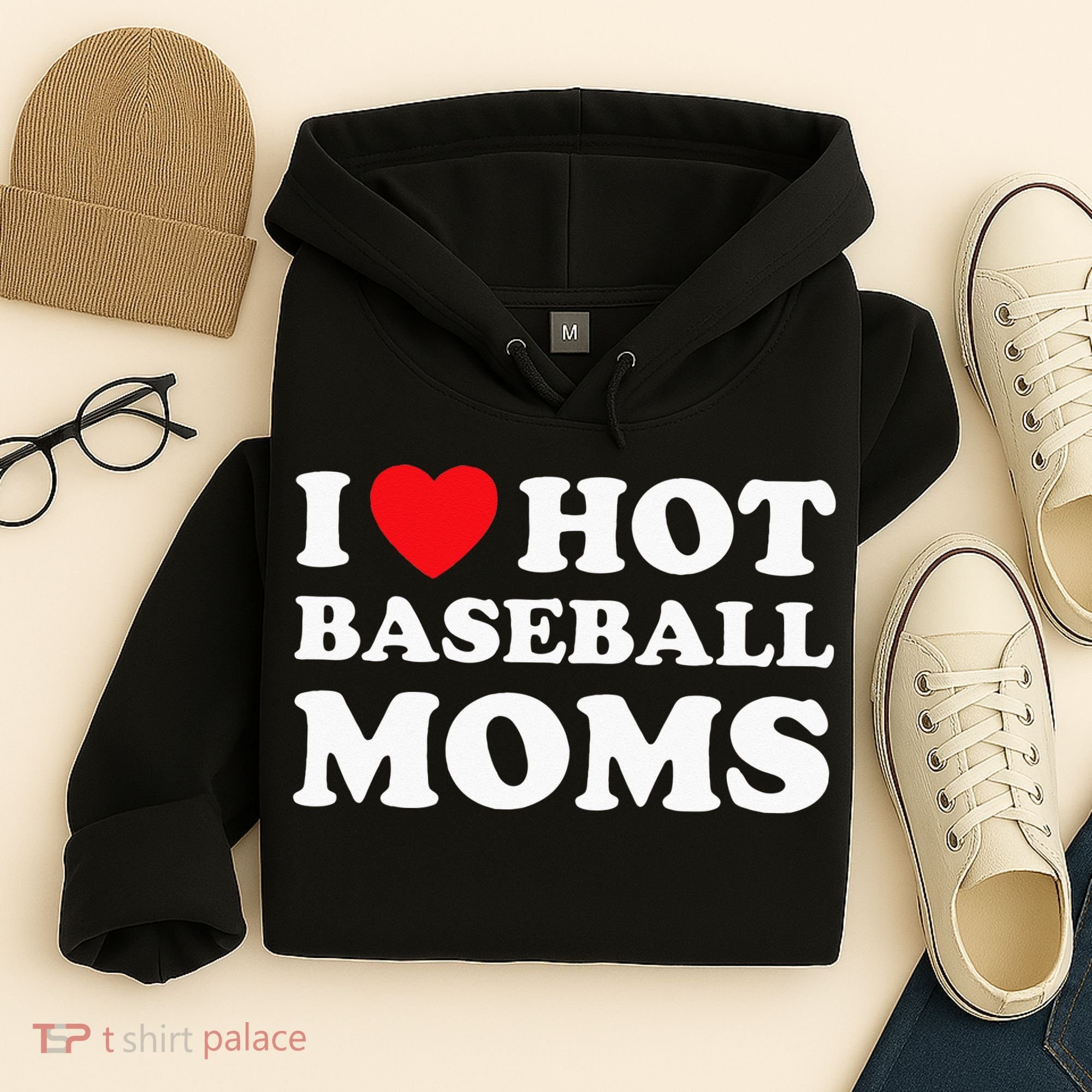 I Heart Hot Moms Baseball Mom Hoodie