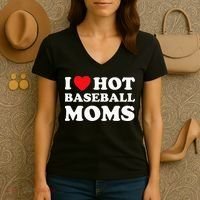 I Heart Hot Moms Baseball Mom Women's V-Neck T-Shirt thumb 3