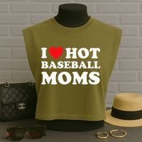 I Heart Hot Moms Baseball Mom Garment-Dyed Women's Muscle Tee thumb 3