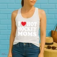 I Heart Hot Hockey Moms Funny I Love Moms Great Gift Women's Tank Top thumb 2