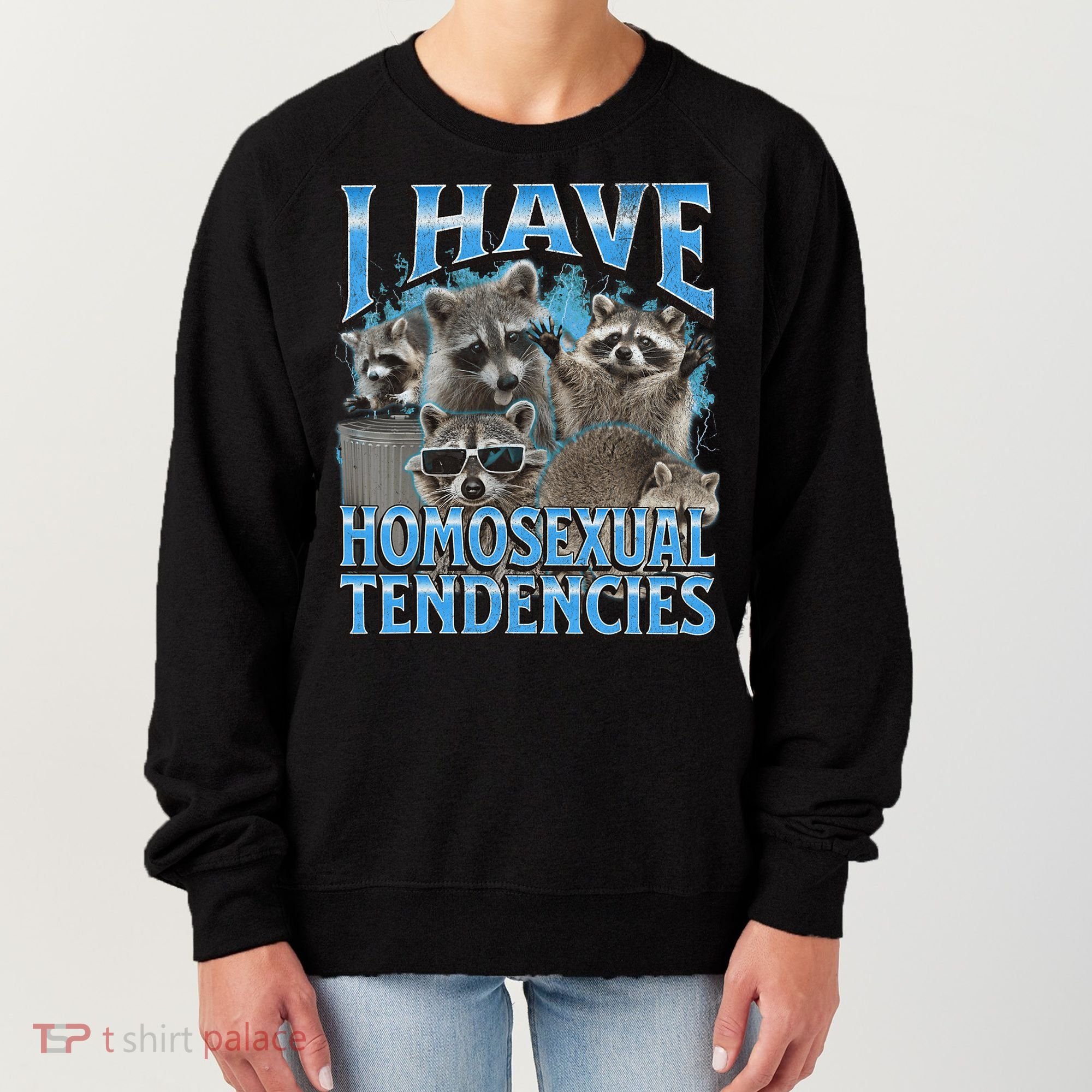 I Have Homosexual Tendencies Funny Raccoon Meme Bootleg Women's Sweatshirt